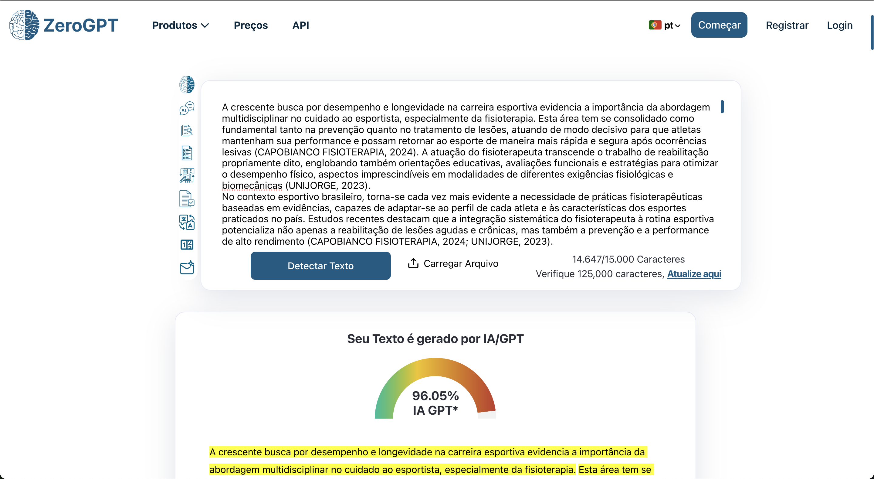 Detector de IA antes